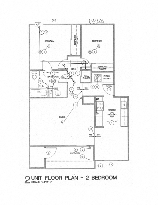 Floor plan for 2 beds, 1 bath, 780 sqft